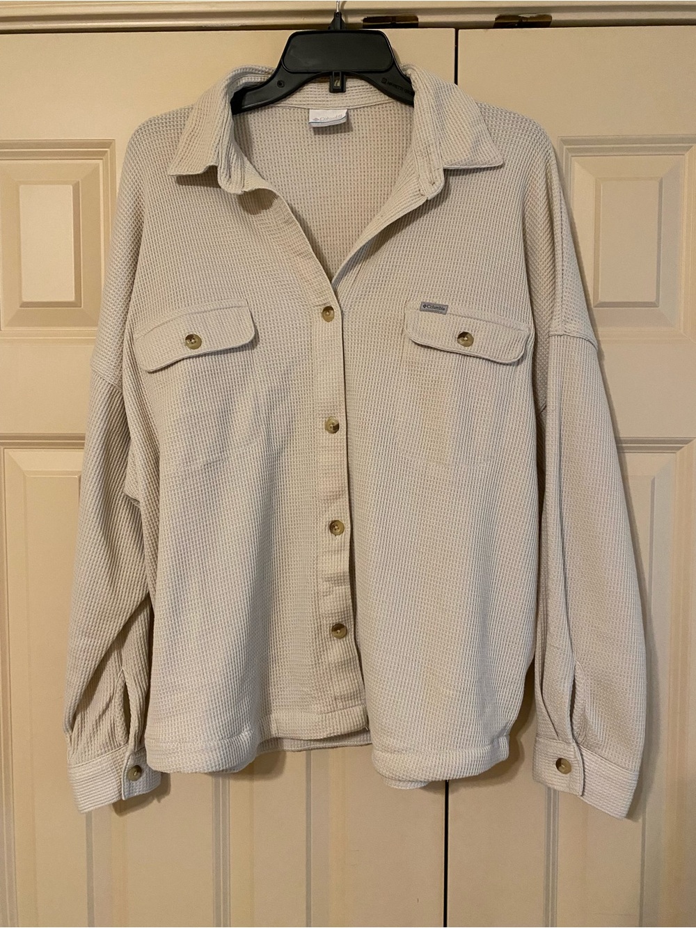 Columbia Cream Waffle-Knit Button Utility Jacket